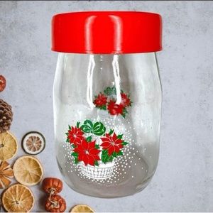 Vintage Carlton glass jar, floral glass jar, glass jar, jar, canning, storage